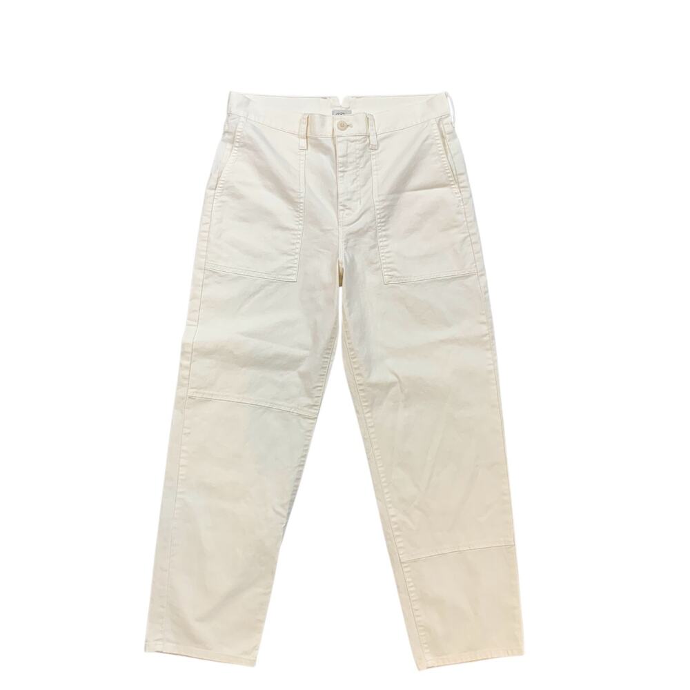 J Crew Pants Womens 29 Natural Relaxed Straight Cargo Cotton Linen Blend Paneled